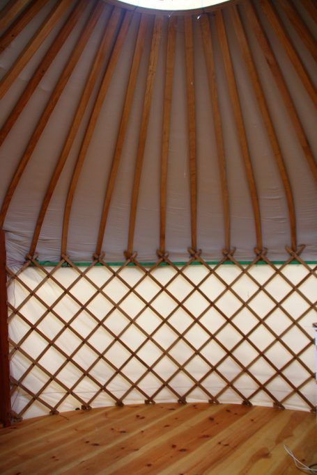 Dachstangen: Esche 40x50mm spitz zulaufend, gehobelt, gefast und gedämpft